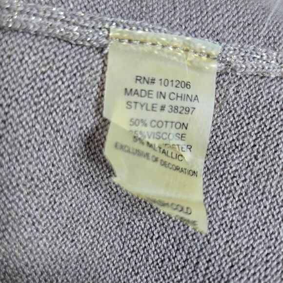 Soft Surroundings Open Front Cardigan Sweater Sequin Metallic Size Medium Petite - Picture 8 of 8